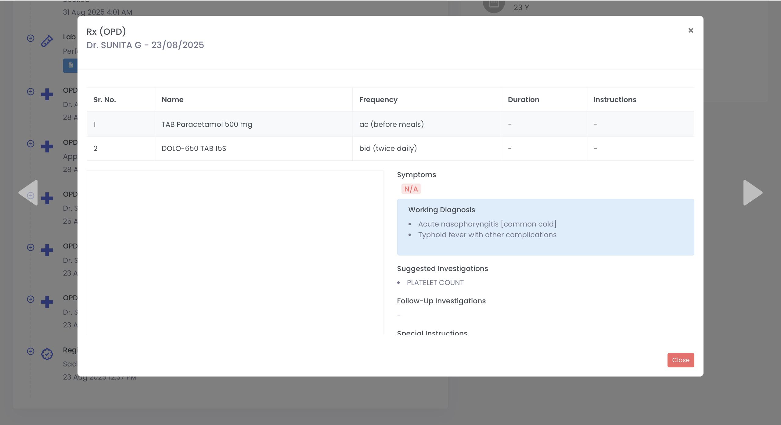 Patient Activity Modal
