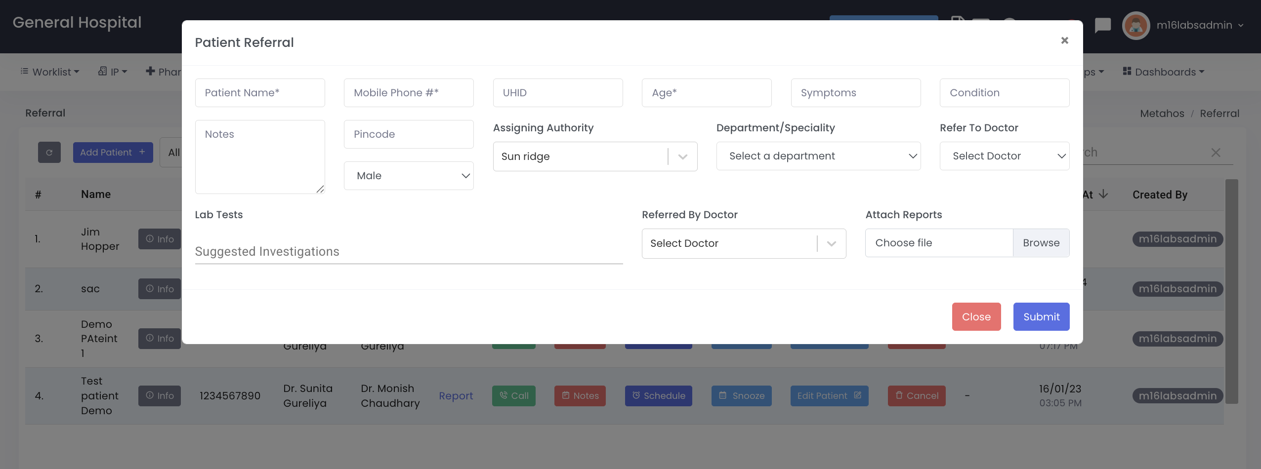 Add new referral patient