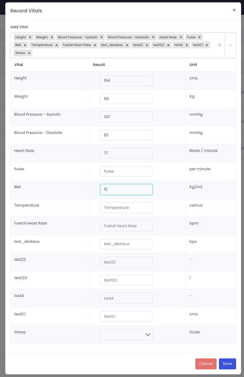 Record Vitals for Patients