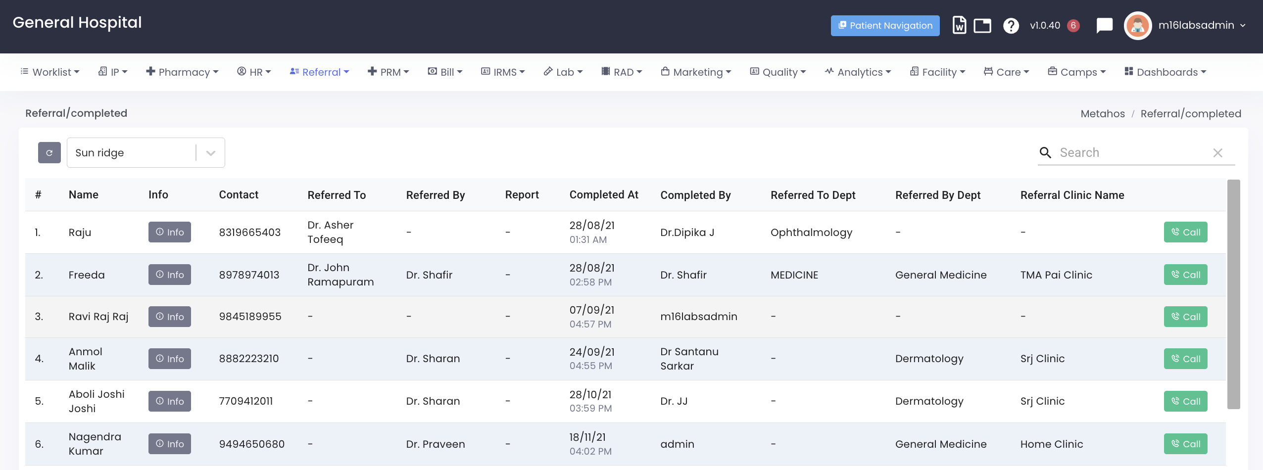 Completed Referrals List