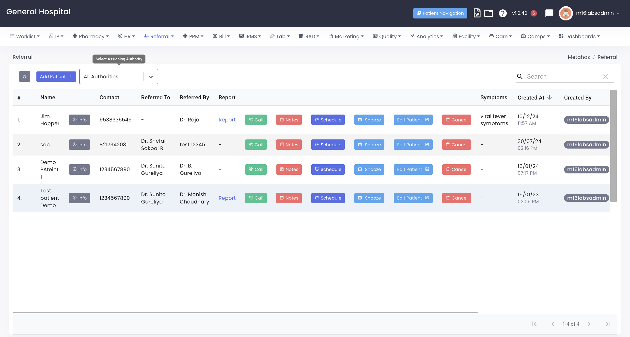 Pending Referrals List
